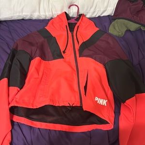 PINK Coral Cropped Hooded Wind Breaker